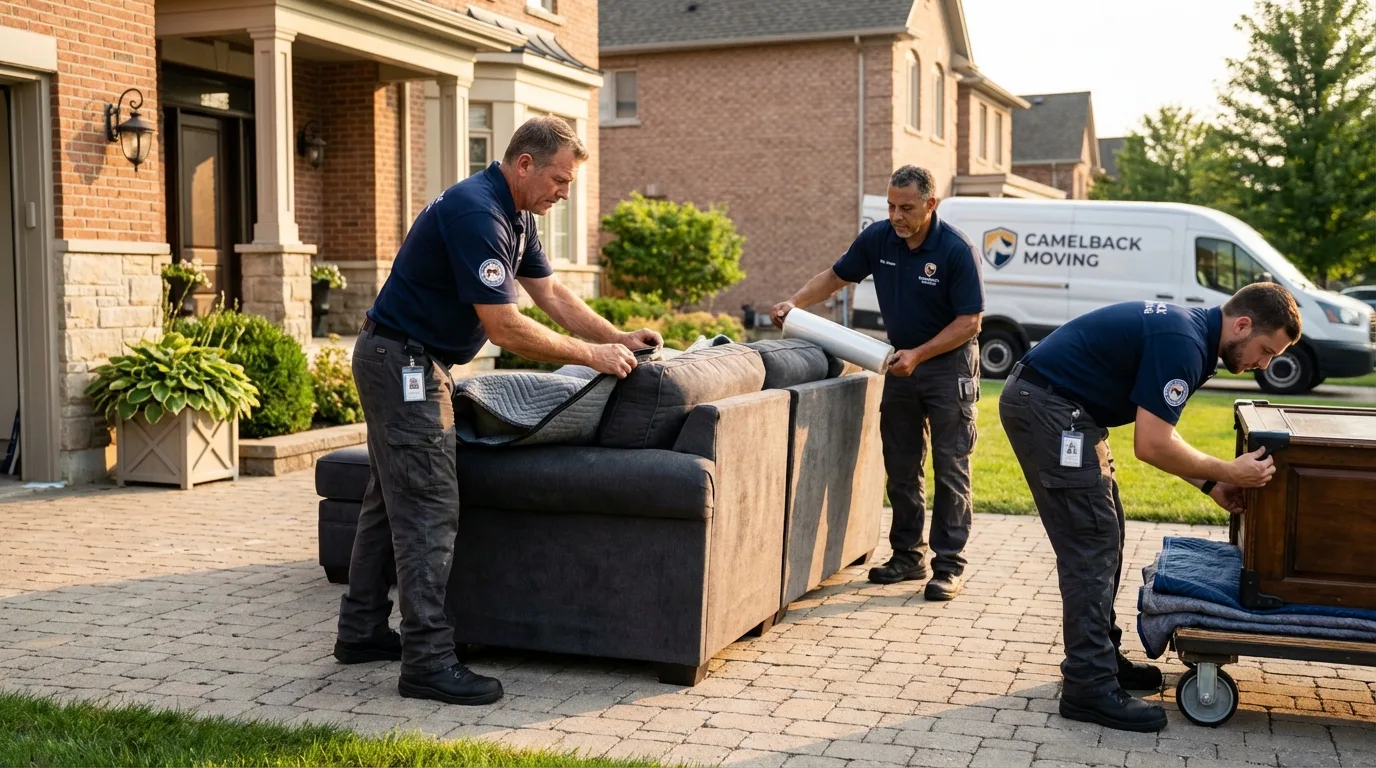 Large estate moving crew wrapping furniture in Pollock Pines, CA
